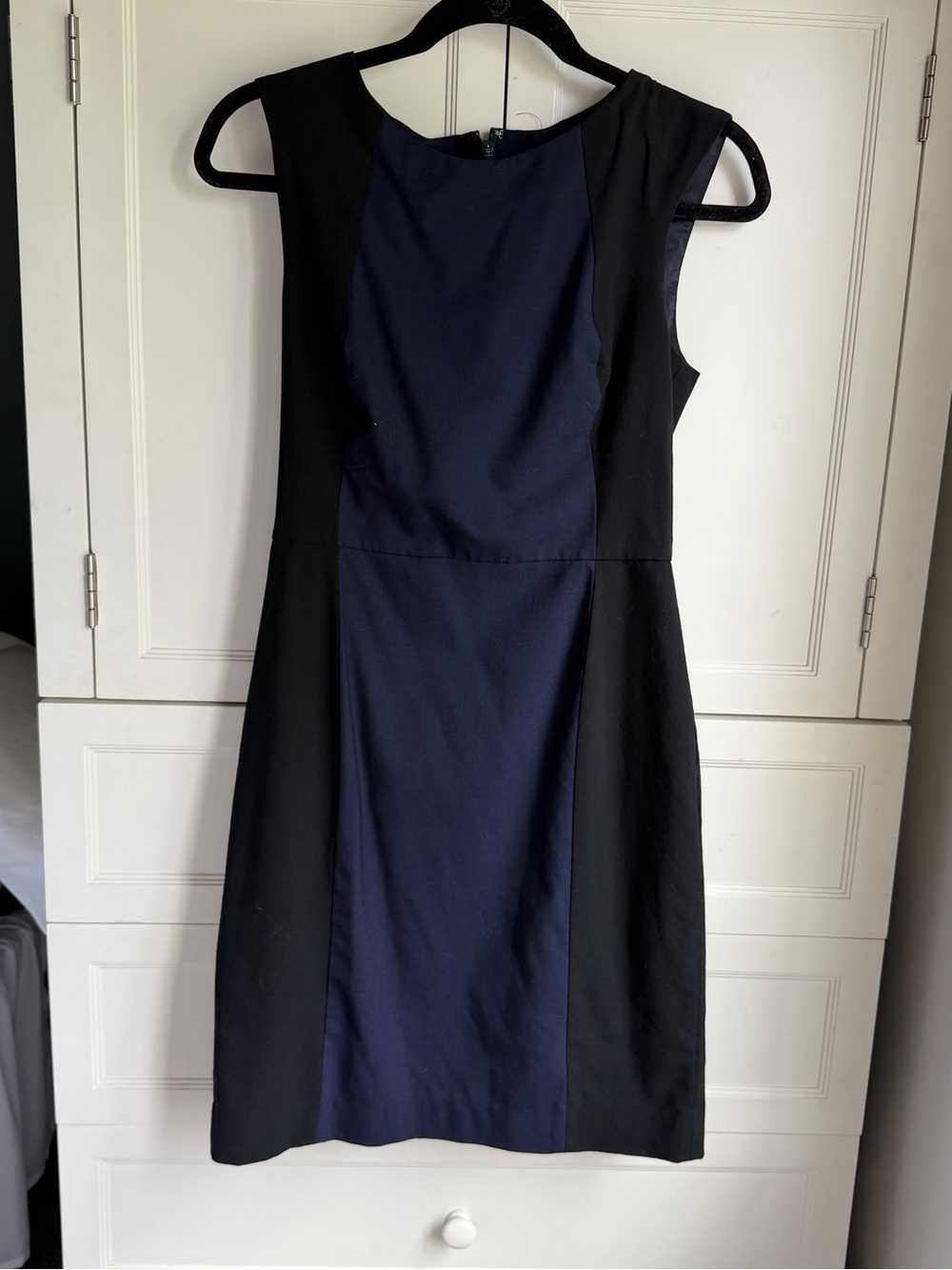 Banana Republic Navy and Black Colorblock Midi Dress